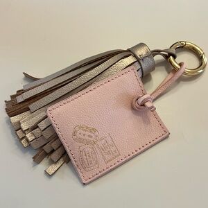 Anthropologie Leather tassel luggage tag keychain